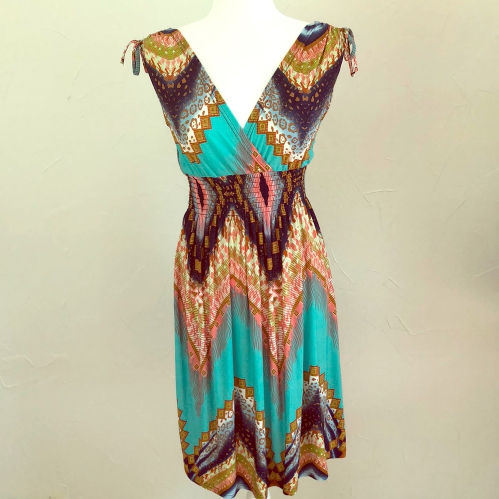 Teal, Blue and Pink Patterned Summer Dress!